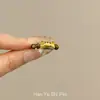 Anillo elástico popular de Xiaohongshu con cuentas de Piedra Ojo de Tigre Maillard, Anillo de Gato de moda, exquisito y lindo estilo Ins