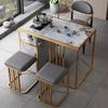 Mesa de chá e cadeira de varanda de luxo leve com chaleira embutida moderna e simples, pequena mesa de chá para apartamento doméstico, mesa de chá pequena com prato de pedra