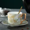 Conjunto de Xícaras de Café de Cerâmica de Luxo para Mulheres, Porcelana de Ossos Exquisita de Alto Padrão, Caixa de Presente de Alto Valor, Presente de Inauguração