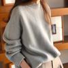Suéter de Punto Grueso Base de Color Sólido Suelto con Cuello Redondo Nuevo para Mujer Otoño e Invierno Suave y Acogedor