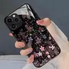 Funda de Teléfono Vintage de Nicho con Flores Trituradas y Mariposas para iPhone 16 Pro Cubierta Protectora de Vidrio de Gama Alta para Apple 14 Pro