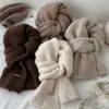 Novo Cachecol de Lã de Alpaca para Mulheres, Versão Coreana, Versátil, Quente, Atmosférico, Espessado para Outono e Inverno, Cachecol de Tricô Estilo Ins para Estudantes