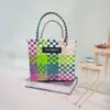 Ins Celebridade da Internet Tailândia Chiang Mai Férias Lazer Bolsa Artesanal Rattan Tecido Bolsa Feminina Cesta de Vegetais Bolsa de Mão