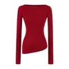 Camiseta de cuello barco ajustada irregular Falda midi ajustada al cuerpo Conjunto de Lyocell para mujer Capa base de primavera y otoño Falda midi