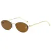 Nuevas Gafas de Sol de Moda con Montura Ovalada, Letra F y Pedrería, Gafas sin Montura, Tendencia Transfronteriza Europea y Americana, Gafas Decorativas