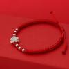 Pulseira Conectada de Coisas Boas em Prata de Lei 990 para Mulheres, Contas de Transferência de Vagem de Lótus em Prata Pura, Pulseira de Corda Vermelha Trançada, Transmissão ao Vivo Popular