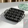 Fornecimento de Fábrica Panela de Ferro Fundido para Takoyaki Doméstica Antiaderente Sem Revestimento Assadeira Molde para Ovos de Codorna Bandeja de Assar Almôndegas