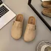 Sandálias mulas de couro estilo Birkenstock com sola grossa para mulheres, sapatos preguiçosos para calçar sem esforço para primavera e verão