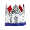 Bandera Estilo Americano Rojo, Blanco y Azul para Silla de Comedor de Bebé de 1 Año con Borlas de Tela y Estrella de Cinco Puntas Fiesta de Cumpleaños Corona de Primer Cumpleaños