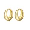 Brincos de Argola Geométrica Lisa de Ouro Real em Latão Europeus e Americanos Transfronteiriços Moda Minimalista Elegante Leve Luxo Estilo Cool Presilhas de Orelha para Mulheres