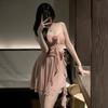 Vestido de Tirantes Falda Plisada Irregular Blanca Nueva Falda con Volantes Pura Pasión Talla Grande Adelgazante de Cintura