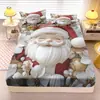 Serie Navideña Temu Juego de Sábanas Ajustables de 4 Piezas Estampado Digital Cepillado Colcha Todo Incluido Bolsa para Cama Juego de Tres Piezas Se Puede Conectar a Jit