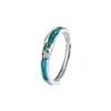 Anillos de Pareja Tichia Original Loto y Carpa Plata de Ley S925 Diseño Único Esmalte Loto Carpa Anillo Abierto