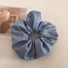 Denim Color Sólido Suave Dulce Cabello Anillo Intestino Grueso Cola de Caballo Baja Anillo para el Cabello Nuevo Todo Combinable Banda de Goma para Moño Accesorios para el Cabello para Mujer