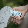 Taza de Té de Arcilla de Jade y Porcelana Blanca de las Dinastías Tang y Song, Decorada a Mano con Azul, Juego de Té de Cerámica Kung Fu para Uso Doméstico, Taza Individual, Taza Azul y Blanca