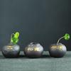 Mini Florero Wufu Transfronterizo Estilo Chino Arena Púrpura Rotación Verde Hierba de Monedas de Cobre Maceta Hidropónica Cerámica de Escritorio Mascota de Té Pequeños Adornos