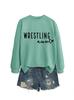 Sudadera con cuello redondo y manga larga para mujer, versátil, simple, informal, de estilo europeo y americano, para lucha libre, tía, exportación, estación independiente de Ebay