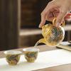 Juego de Té de Lujo Ligero Chapado en Oro Tetera Olla Huevo de Dragón Una Dos Tazas de Té Traje de Juego de Té Regalo para Ancianos