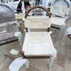 Cadeira de Jantar Vivian Vintage Estilo Francês com Trançado de Corda, Cadeira de Madeira Maciça para Uso Doméstico, Cadeira de Lazer com Encosto Trançado para Sala de Estar Retrô