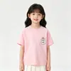 Camiseta infantil de manga curta para o verão, camiseta básica para meninos e meninas com desenho de urso, roupa casual colorida e solta para crianças de todos os tamanhos