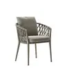 Mesa y silla de ratán de cuerda para exteriores, balcón, patio, jardín, silla de comedor de aleación de aluminio, silla de ratán para patio, impermeable, protector solar, venta al por mayor