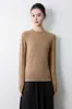 Camisa base versátil de alta gama lista para usar, textura lisa, simple y elegante, cuello redondo, manga larga, básica, para primavera y otoño, casual, para mujer