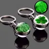 Chaveiro Fluorescente de Trevo de Quatro Folhas Chaveiro Luminoso de Bola de Cristal da Sorte St. da Irlanda. Presente do Dia de Patrick