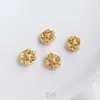 Retención de Color Fuerte Chapado en Cobre con Oro Real, Diseño Tallado Hueco Mate con las Palabras Ruyi, Xifu, Jile, Cuentas Espaciadoras, Bola de Flor Accesorios para Pulsera DIY