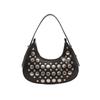 2025 Popular Bolsa de Dumpling Crescente com Rebites Nova Tendência para Mulheres Bolsa de Ombro para Trabalho e Deslocamento