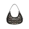 2026 Nuevo Estilo Bolso de Mano de Moda para Mujer con Tachuelas Grandes Elegante Bolso de Media Luna para el Hombro Bolso de Mano