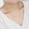 Cadena de clavícula de bambú con piedra natural retro francesa, collar de acero inoxidable chapado en oro para mujer, joyería de nicho al por mayor