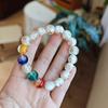 Pulsera de estilo templo natural de una sola vuelta, esmalte de color, estilo antiguo, pulsera arcoíris, esmalte de color blanco porcelana, pulsera femenina, joyería al por mayor