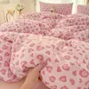 Clase a Hilo de doble capa Algodón puro Juego de cuatro piezas para cama Algodón lavado para cama Sábanas Cubre edredón Verano Dormitorio de estudiante Juego de tres piezas 4