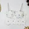 Elegante top strapless floral tridimensional con cuentas, copas y almohadillas para el pecho incorporadas, espalda abierta grande, camisola ajustada con ballenas