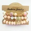 Pulseras Personalizadas de 3 Capas, Pulseras Elásticas de Cuentas de Vidrio Multicapa, Pulseras Coloridas de Sensación Fresca, Cuentas de Cerámica, Joyería Clásica para la Mano
