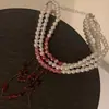 Collar Gargantilla de Perlas Sangrantes Estilo Gótico de Halloween Accesorios de Cosplay Novia Fantasma Cadena para la Clavícula