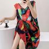 Camisón de seda de algodón para mujer, suelto, largo medio, sin mangas, para uso doméstico, pijama con espalda descubierta y falda con escote en V doble