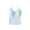 Atacado de Roupas Femininas Transfronteiriças Estilo Europeu e Americano Verão Novo Modelo Camisole com Alça Fina, Bojo e Design Torcido Top Interno