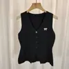 Chaleco Tejido Bordado de Cuello en V Estilo Dulce y Fresco Sexy Verano 2026 Cárdigan de un Solo Botón Top Corto Delgado sin Mangas