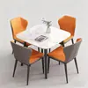 Mesa de Jantar Italiana Uso Doméstico Mesa Quadrada de Laje de Rocha Mesa Redonda para Apartamento Pequeno Uma Mesa Quatro Cadeiras Recepção Casual Negociação Comercial Estilo Étnico