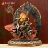 Nepal Hecho a Mano Semi-dorado Tesoro Rey Celestial Buda Estatuas Tíbet Adornos para el Hogar Estatuas de Buda Adornos 10 Pulgadas