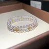 Pulsera Barroca Exquisita de Flor de Zircón y Perla Redonda, Pulsera de Lujo Ligero y Gama Alta, Joyería de Mano Dulce Retro Francesa