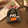 Lindo feo lindo divertido gorro de lana tejido para mujer otoño e invierno que hace que la cara se vea pequeña, caricatura, cálido, protector de orejas, nuevo para pareja
