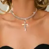 Joyería de Moda Europea y Americana Transfronteriza Colgante Completo de Diamante Collar de Cruz Personalizado Cadena de Cuello Gargantilla Accesorios para Mujer