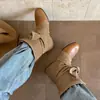 2026 Tendencia Otoño Invierno Nuevas Botines Retro de Punta Redonda con Lazo para Mujer, Moda, Temperamento, Suela Plana, Versátiles, Botas Vaqueras