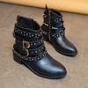 Estação Independente Exportação Transfronteiriça Europeia e Americana Sapatos Femininos Outono e Inverno 2020 Salto Grosso Tamanho Grande Cinto Botas Curtas para Mulheres
