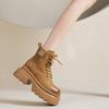 Botas Martin de Cuero con Suela Gruesa para Mujer, Estilo Británico, Nuevo Modelo 2026, Botas Cortas Marrones que Aumentan la Altura, Versátiles para Otoño e Invierno