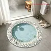 Tapete de cristal 3D para lago, resistente a manchas e fácil de limpar, adequado para salas de estar, uso doméstico, formato redondo, durável e ideal como capacho