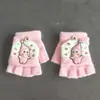 Guantes Infantiles de Medio Dedo con Tapa abatible y Muñecos de Dibujos Animados 3D, Felpa y Engrosados para Calidez en Otoño e Invierno, Adecuados para Estudiantes al Escribir