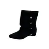 Botines plisados de punta para mujer, nuevo estilo de otoño 2026, de algodón, de corte bajo, moda, botines cortos, botas casuales estilo coreano